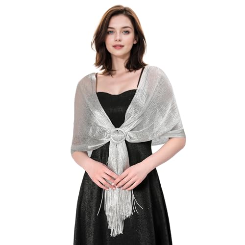 MUQU Shawls and Wraps for Evening Dresses - Women Sparkling Wedding Formal Elegant Pashmina Shawl for Women3