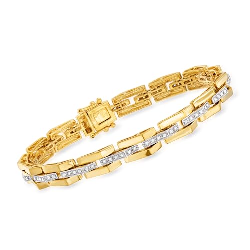 Ross-Simons 0.55 ct. t.w. Diamond Bar Link Bracelet in 18kt Gold Over Sterling