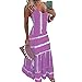 XWLY Fionda Vestito Donna Estivo Senza Maniche Senza Schienale Fiamma/Righe Stampa Donna Spiaggia Abito Sexy Scollo V Profondo Maxi Abito Casual Mare Vacanza Donna Trapezio Abito M-Purple S