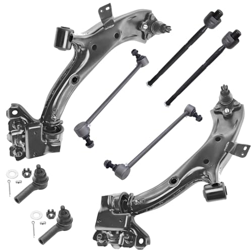 Image of Detroit Axle - 8pc Front End Control Arms Kit for 07-11 Honda CR-V [Japan Built Models], 2 Lower Control Arms w /Ball Joint 4 Tie Rod Ends 2 Sway Bars 2007 2008 2009 2010 2011 Replacement