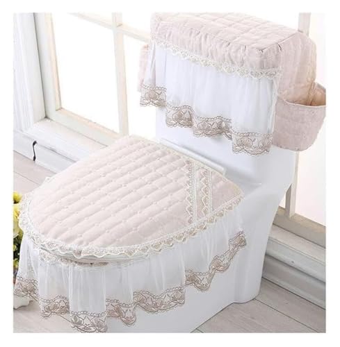 WC-Sitzkissen, WC-Sitzbezüge, warm, 3 Stück/Set, verdickte Stickerei, Blumen, WC-Deckelbezug-Set mit Tasche, WC-Deckel und Tankdeckel, WC-Sitz(Plain Cloth Grey) – Bild 6