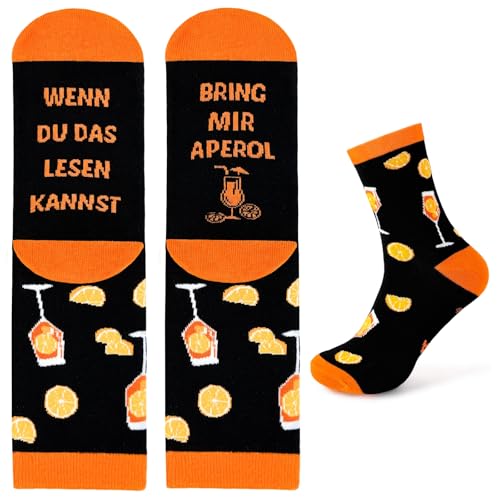 Aperol Spritz Socken, Aperol Geschenk Atmungsaktive Sportsocken Tennissocken Baumwollsocken, Sommer Party Geschenk für Aperol-Fans, Damen & Herren