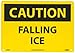 NMC C488RB OSHA Sign, Legend "CAUTION - FALLING ICE", 14" Length x 10" Height, Rigid Plastic, Black on Yellow