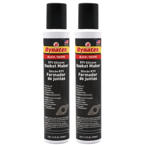 Image of Dynatex Black RTV Silicone Gasket Maker 7.4oz Automatic Can - Oxygen Sensor Safe, OEM Specs, 500F Hi-Temp, Oil /Water Resistant, Made in the USA (2-Pack)