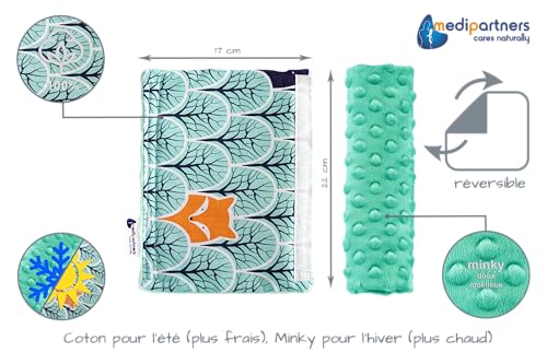 Medi Partners Protège Ceinture Enfant 2 Pièces Coussin de Sécurité Voiture Protege Kids 17x22cm 100% Coton Minky Cover Securite Auto Poussette pour Bebe Amovible (Forêt à la Menthe Minky) – vue 3
