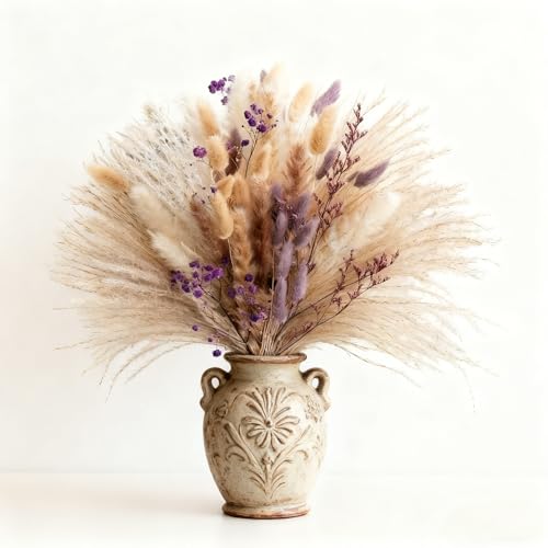 Ramo de Flores Secas Nature Pampas con Tules Morados miniatura 1