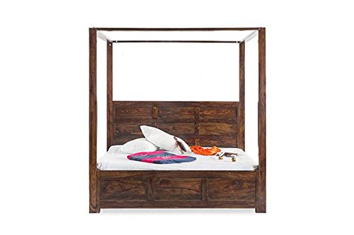 Image of Sheesham Solid Wood Queen Size Romeo Poster Bed for Home| for Bedroom