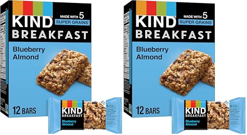 Image of KIND Breakfast Bars, Blueberry Almond, Healthy Snacks, Gluten Free, 100% Whole Grains, 3g Protein, 6 Count (Pack of 2)