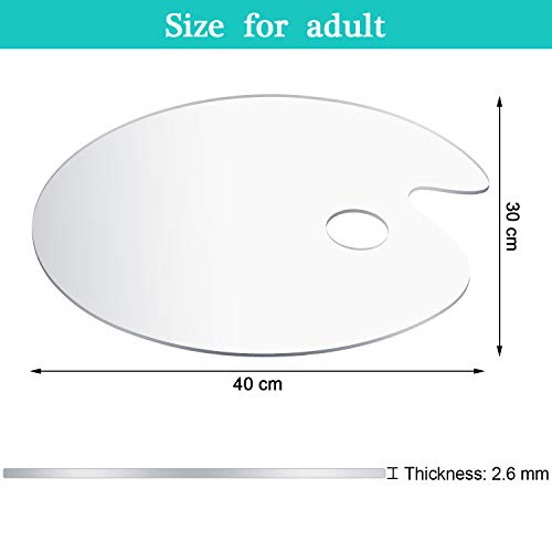 WILLBOND Extra Thicken Acrylic Paint Palette with Thumb Hole, Clear Oval-shaped Non-stick Palette Artist Oil Paint Mixing Tray Draw Art Craft Supplies with Protective Brown Pape(15.8 x 11.8 Inches)