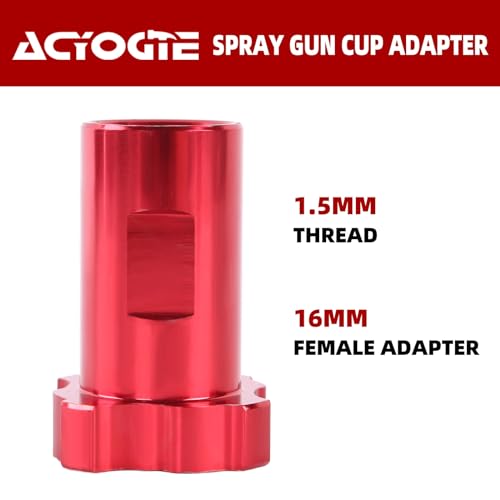 Image of Spray Gun Cup Adapter, 16mm Female Adapter, 1.5mm Thread Paint Gun Cup Adapter, Spray Gun Accessory Replacement, Fits PRO-33, PRO-44, PRO-88 HVLP Spray Gun Models