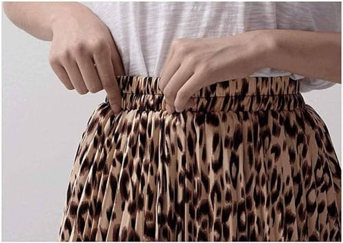 Womens Leopard Print Skirt Long Maxi Elasticated Waist Pleated A Line Skirts Boho Ladies Leopard XS - Image 3