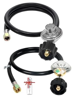 2 Feet Universal Gas Grill Regulator and 4FT Propane Hose with Regulator