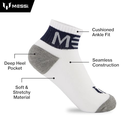 Image of Messi Boys' Lifestyle Ankle Socks, 6-pack, Soft & Stretchy, Comfortable