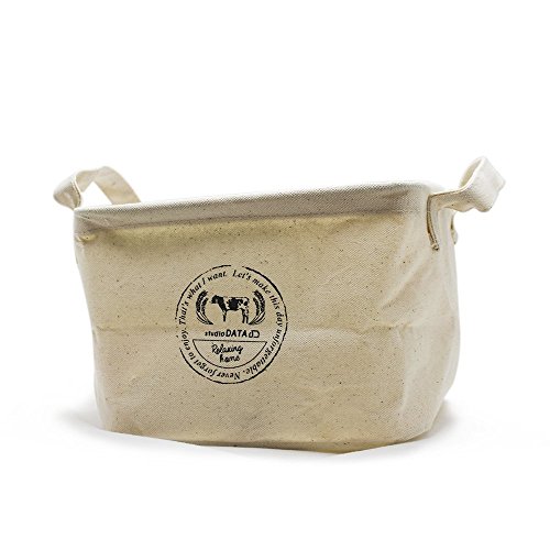 Storage Bin Organizer Basket Cube with Handles Small Canvas Fabric Cotton Linen Collapsible (8.66 x 7.28 x 5.51inch) (ASAPS)