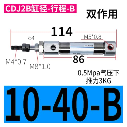 Cylindre pneumatique CDJ2B10 en acier inoxydable mini format pour automates