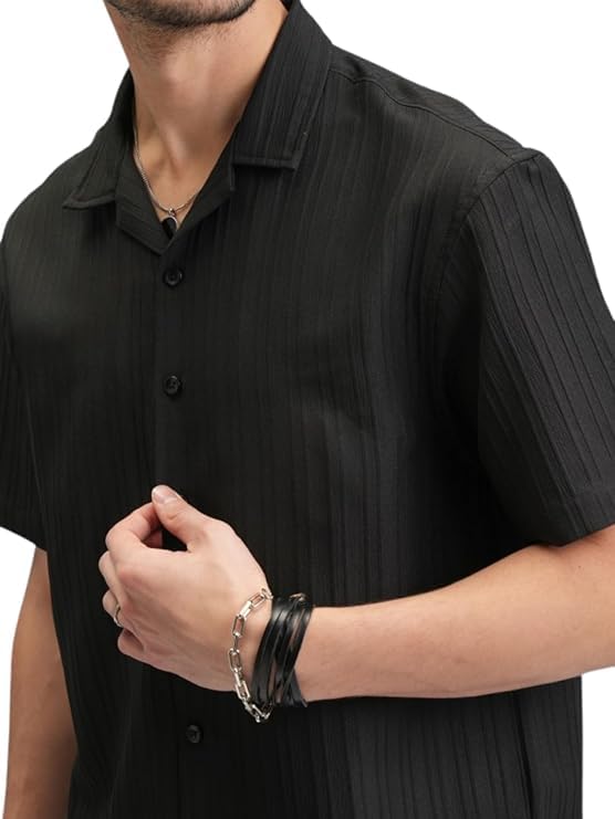 Image of FUNKY RICH Funkyrich Textured Popcorn Shirts for Men || Casual Shirt for Men || Shirt for Men|| Men Stylish Half Sleeve Shirt || Men Fancy Shirt