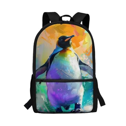 YEXIATODO Penguin Boys Backpack with Shoulder Strap School Bag for Kids Teen Girls School Backpack Aesthetic School Bags Built With Padded and Made From Easy-To-Clean Polyester