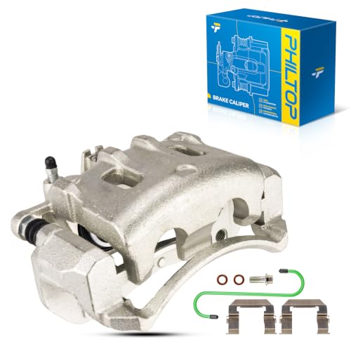 Image of PHILTOP Front Right Brake Caliper for Saturn Vue, Chevrolet Equinox | Ductile iron front right caliper with zinc plating, pre-installed bracket, and hardware for a bolt-on installation