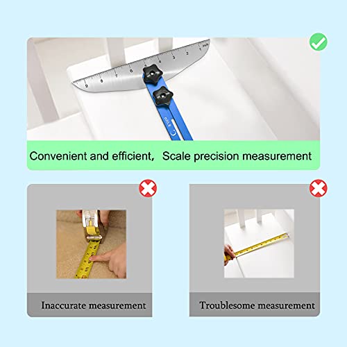Stair Treads Gauge Template Tool - Measuring Jig Suitable for Wizard, Risers, Shelf and Drywall, Adjustable Angle & Length Range from 11.4In to 60.7In