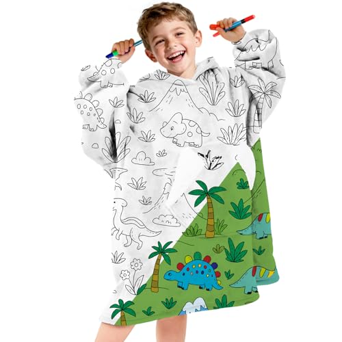 Image of Wearable Blanket Hoodie for Kids, Coloring Teen Hoodie Blanket
