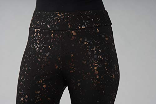 Women's 4 Way Stretch Pull-On Pants in Black and Gold Galaxy Print Size 63