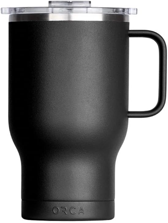 ORCATraveler 24oz | Temperature Insulated, Stainless Steel Traveler Thermos with a Flip Lid & Handle, Mug Keeps Drinks Ice Cold or Hot โ Black