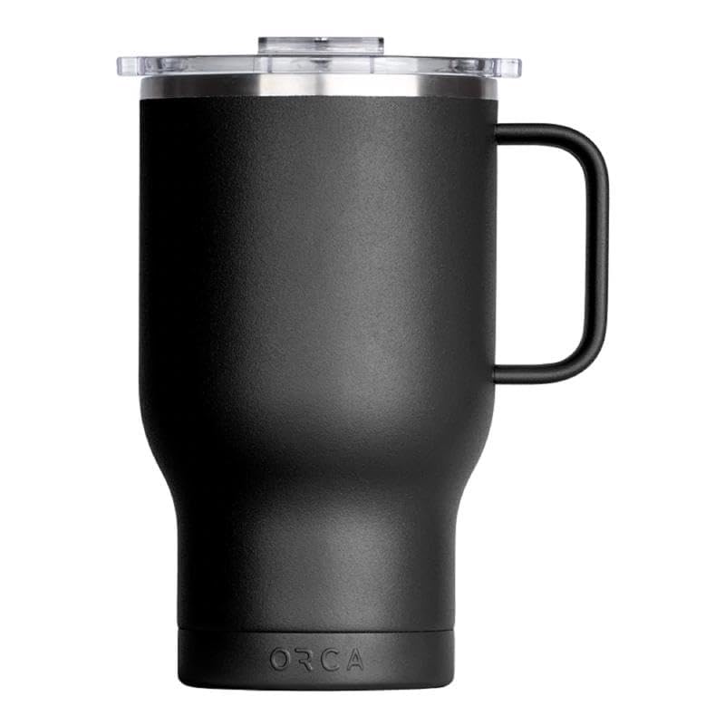 ORCATraveler 24oz | Temperature Insulated, Stainless Steel Traveler Thermos with a Flip Lid & Handle, Mug Keeps Drinks Ice Cold or Hot — Black