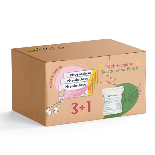 Pack Hygiène Quotidienne Bébé | GILBERT Sérum Physiologique 40x5ml + HEXACARE 200 Rectangle de Coton 8x10cm | Format Économique (3 Physiodose + 200 cotons) – vue 2