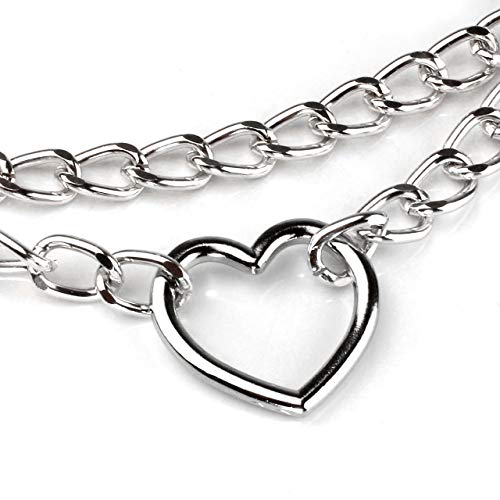 Manfnee PU Leder Choker Punk Emo Herz Anhänger Kette Choker Halsband Halskette für Frauen verstellbar