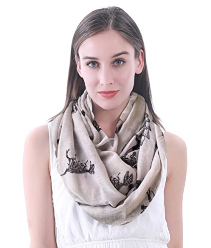 Lina & Lily Dinosaur Print Women's Infinity Scarf Lightweight (Beige)