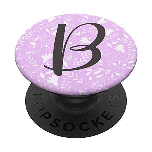 Lettre de la fleur B Lavande Violet Rose Initiale B Mignon PopSockets PopGrip Interchangeable Cover