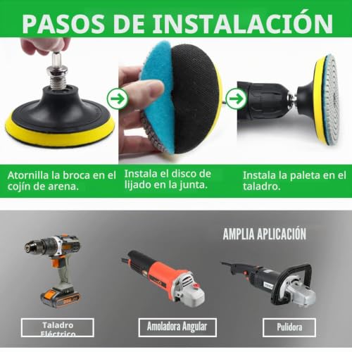 Almohadillas de pulido de diamante para amoladora con soporte de 5/8''-11 y 12 piezas 6