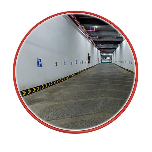 LYNICESHOP Convex Traffic Mirror, 30inch Free Standing Convex Mirror Warehouses Circular Pole Mounted Security Mirror Wide Angle Curved Safety Mirror Circular Pole Mount for Road Garage Parking Lot