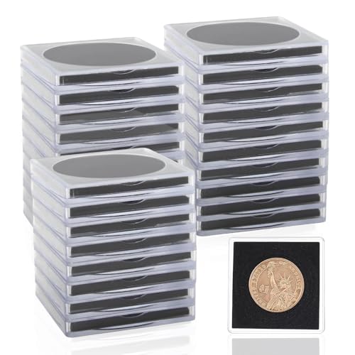 RobLuX - 30 Pièces Porte Pieces De Monnaie Rangements Pour Pièces De Monnaie Avec Coussin en mousse Étuis De Collection De Pièces Pour Les Présentoirs De Pièces Et Les Collections