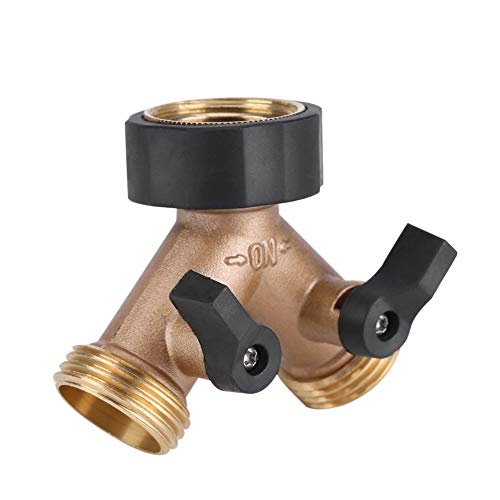Divisor de Adaptador de Grifo de Agua de Latón en Forma de Y de 2 Vías con Válvula de Encendido/Apagado para Jardinería Doméstica (Hilo Europeo)