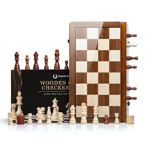 Barpre Wooden Chess Set (2 in 1) - 15\" Magnetic Chess Board