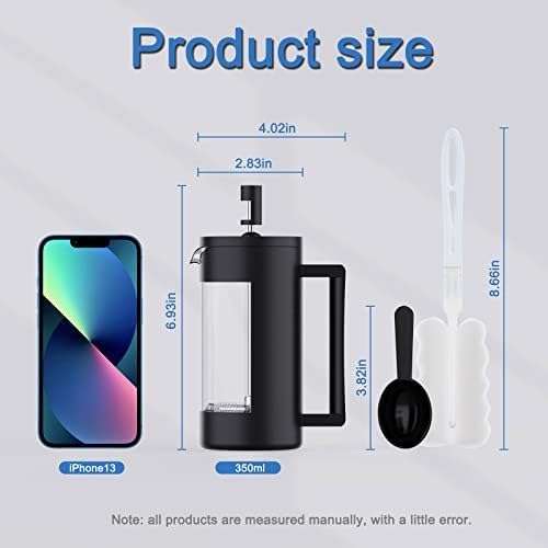 ACH- French Press Coffee Maker, Camping Plastic Glass French Coffee Press, Medium Size Tea and Frothed Milk Press (350ml)