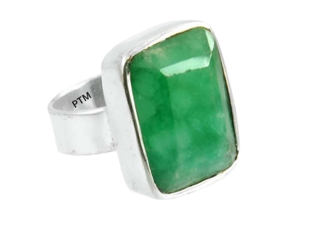 925 Sterling Silver Emerald/Panna 5.25 Ratti or 5 Carat Astrological Gemstone Square Shape Bis Hallmark Ring for Men & Women-Size 1-36-image-17