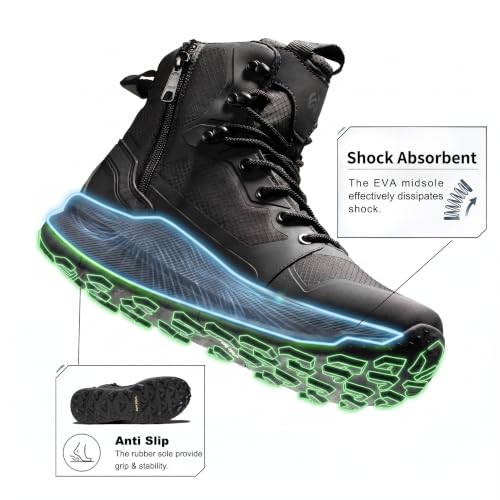 Image of Men's Military Tactical Boots Side Zipper Combat boots Lightweight