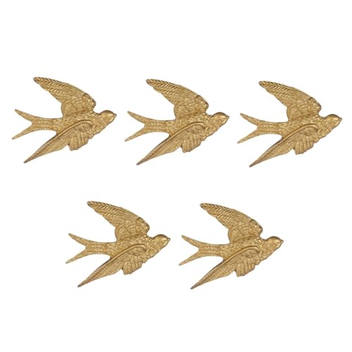 Décoration murale d'oiseau volant 3D en métal doré YARNOW lot de 5 pièces