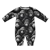 [STEBVI] ロンパース ゴリラ ベビー服 長袖 カバーオール 女の子 男の子 赤ちゃん服 前開き パジャマ 新生児 幼児 かわいい 肌着 柔らかい 部屋着 寝間着 出産祝い プレゼント 18-24M