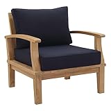 Modway EEI-1143-NAT-NAV-SET Marina Premium Grade A Teak Wood Outdoor Patio Armchair, Natural Navy
