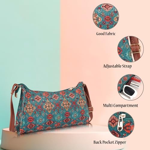 Image of DANIEL CLARK Women's Floral Print Shoulder Bag | PU Leather Sling Bag | Adjustable Strap | Lightweight Crossbody Purse for Daily Use, Travel