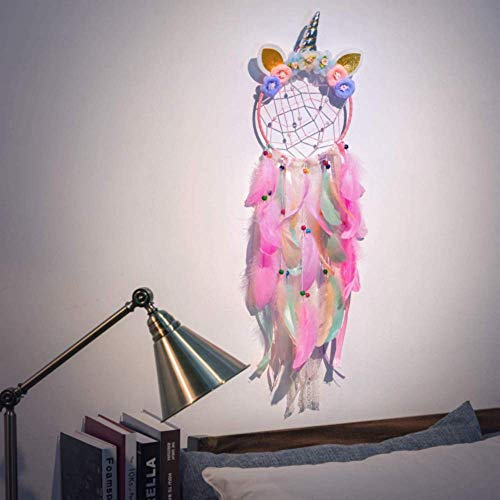 image for Burning Dream Unicorn Dream Catcher Handmade Flower Colorful Feather D