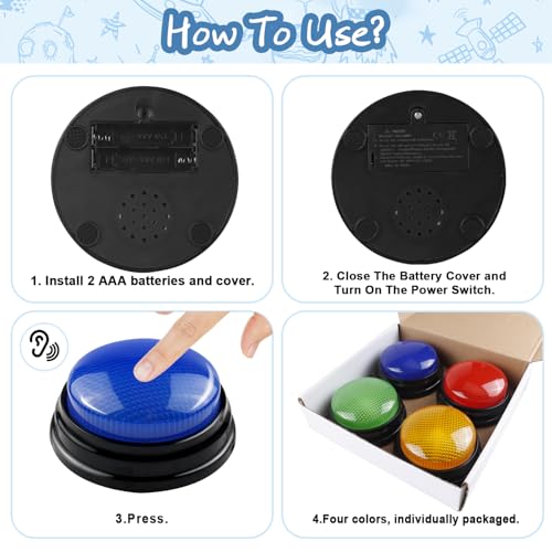 Image of 4-Pack Game Buzzers: Interactive Trivia Buzzers for Kids, Classroom & Family Games
