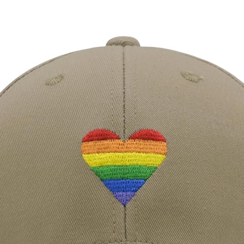 Image of LGBT Pride Baseball Hat, Embroidered Rainbow Heart Hat, Adjustable Gay Lesbian Love Cap for Men Women
