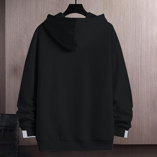Men's Hooded Sweatshirt Casual Long Sleeve Solid Color Drawstring Hoodie Shirts Cotton Soft Comfy Versatile Blouse Plus Size3