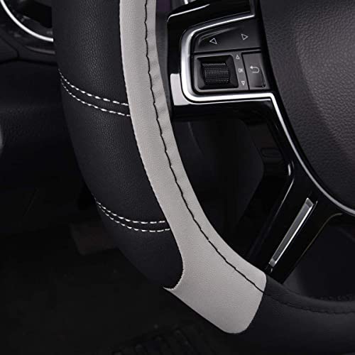 Image of Ritmo CAR Pass Steering Cover Steering Wheel Cover PVC Leather Beige Sport Style Universal Fit SUV Truck Sedan Car