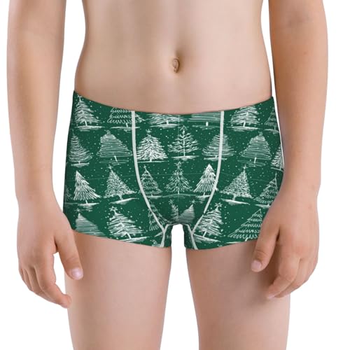 Boys' Cotton Boxer Brief Soft Underwear-Christmas Trees