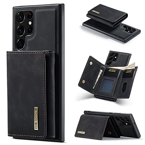 Étui en cuir rétro noir pour Samsung S23 Ultra DG.MING
